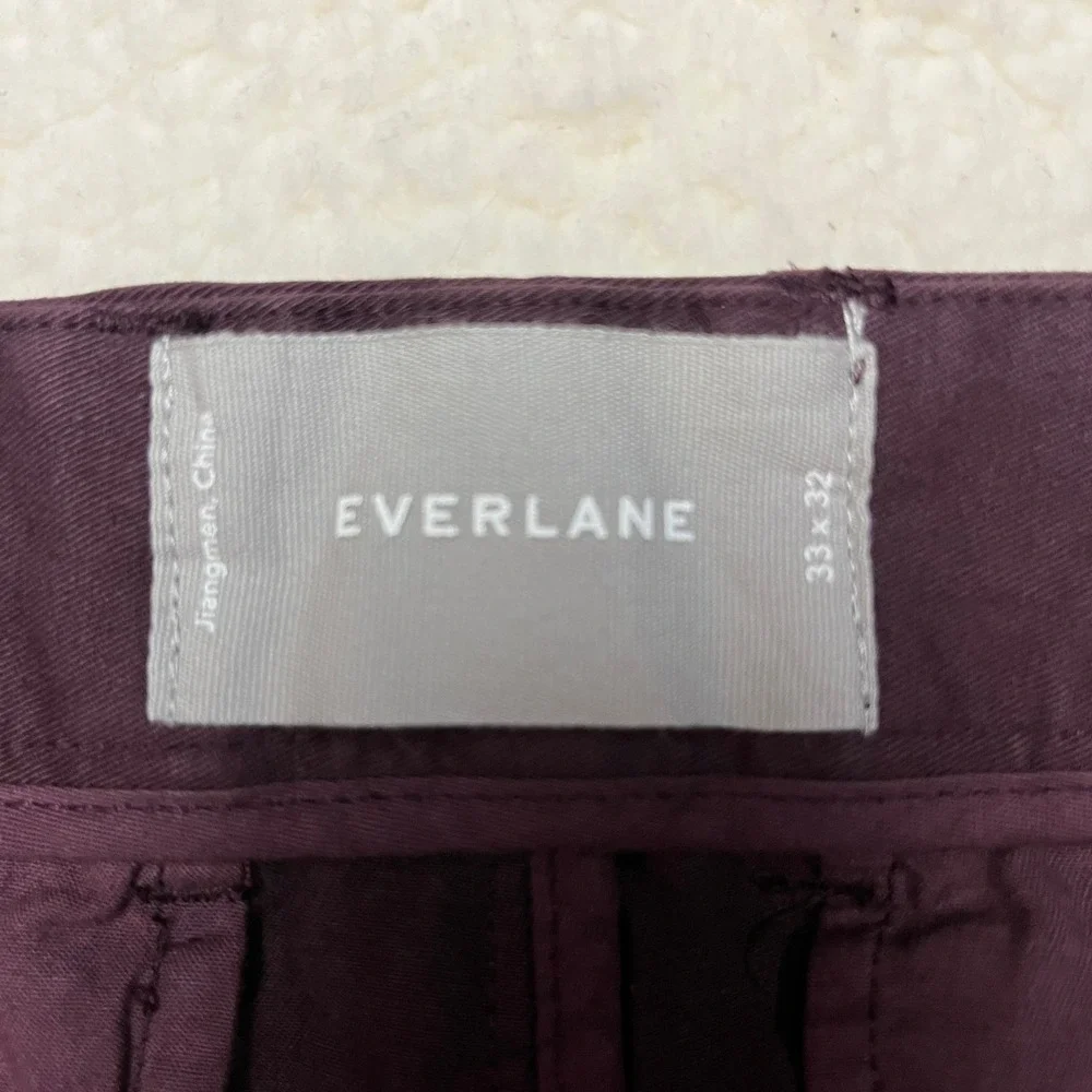 Everlane Mens‎ Slim Fit Performance Chino Pants Burgundy Maroon 33x32